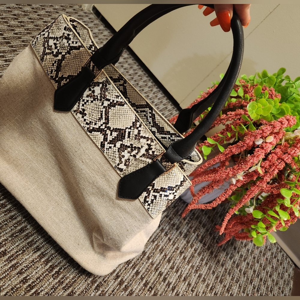Stylish Black and Cream Tote Bag